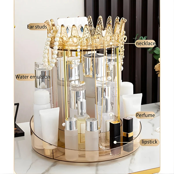 Crown Rotating Makeup & Perfume Organizer Stand