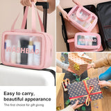 3-Piece Waterproof Travel Toiletry & Cosmetic Bag Set