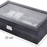 2-in-1 Leatherette Watch & Eyewear Organizer Box