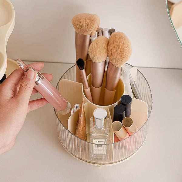 Makeup Brush Holder with Lid,360° Rotating Makeup Organizer
