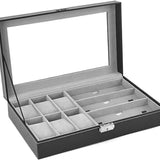 2-in-1 Leatherette Watch & Eyewear Organizer Box