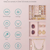 Leatherette Jewelry Organizer Box With 3-Tier