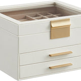 Leatherette Jewelry Organizer Box With 3-Tier