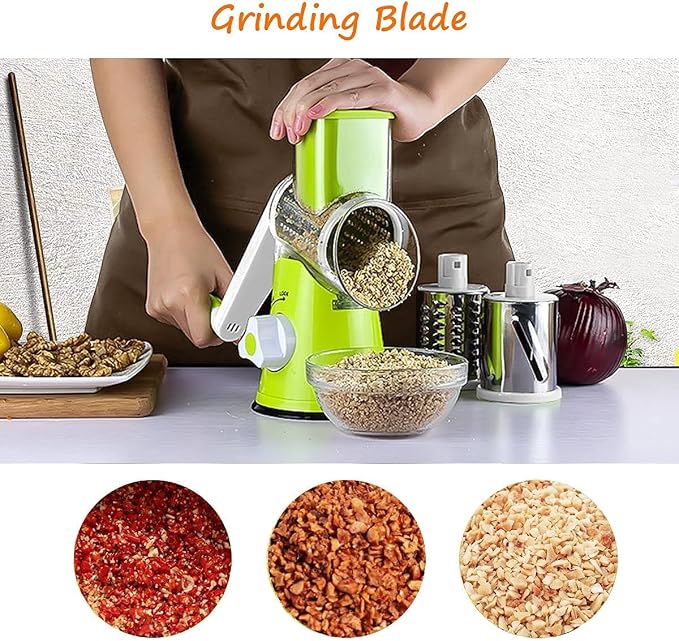 3-in-1 Multifunctional Rotary Vegetable Cutter & Drum Grater