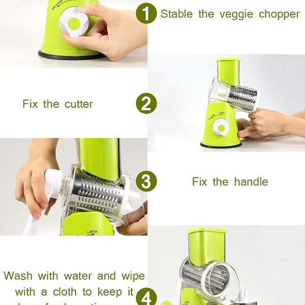 3-in-1 Multifunctional Rotary Vegetable Cutter & Drum Grater