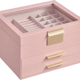 Leatherette Jewelry Organizer Box With 3-Tier