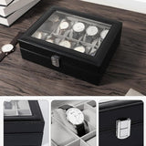 Leather  Watch Box Organizer with Removable Cushion