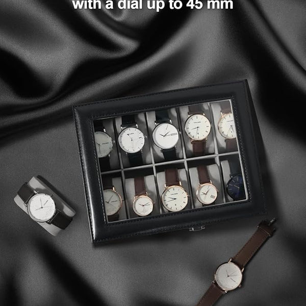 Leather  Watch Box Organizer with Removable Cushion