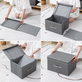 Collapsible Fabric Storage Box with Velcro Lid & Sturdy Bottom Insert
