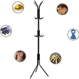 Modern Metal Standing Coat Hanger Rack with 12 Hooks & Tripod Base