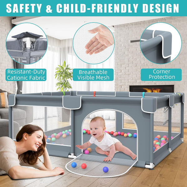 Portable baby playpen with balls 150*180cm,Anti-Slip Play Yard For Toddlers