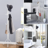 Modern Metal Standing Coat Hanger Rack with 12 Hooks & Tripod Base