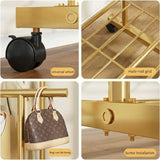 Heavy-Duty Clothes Organizer Stand with Dual Hanging Rods & Shoe Grid Shelves