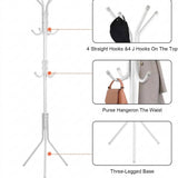 Modern Metal Standing Coat Hanger Rack with 12 Hooks & Tripod Base