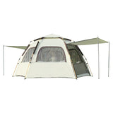 Portable Hexagonal pop up Family Camping Tent with Dual Sunshade Awnings 3.2*3.2m
