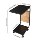 C-Shaped Bedside Coffee Table with Side Pocket & Wheels