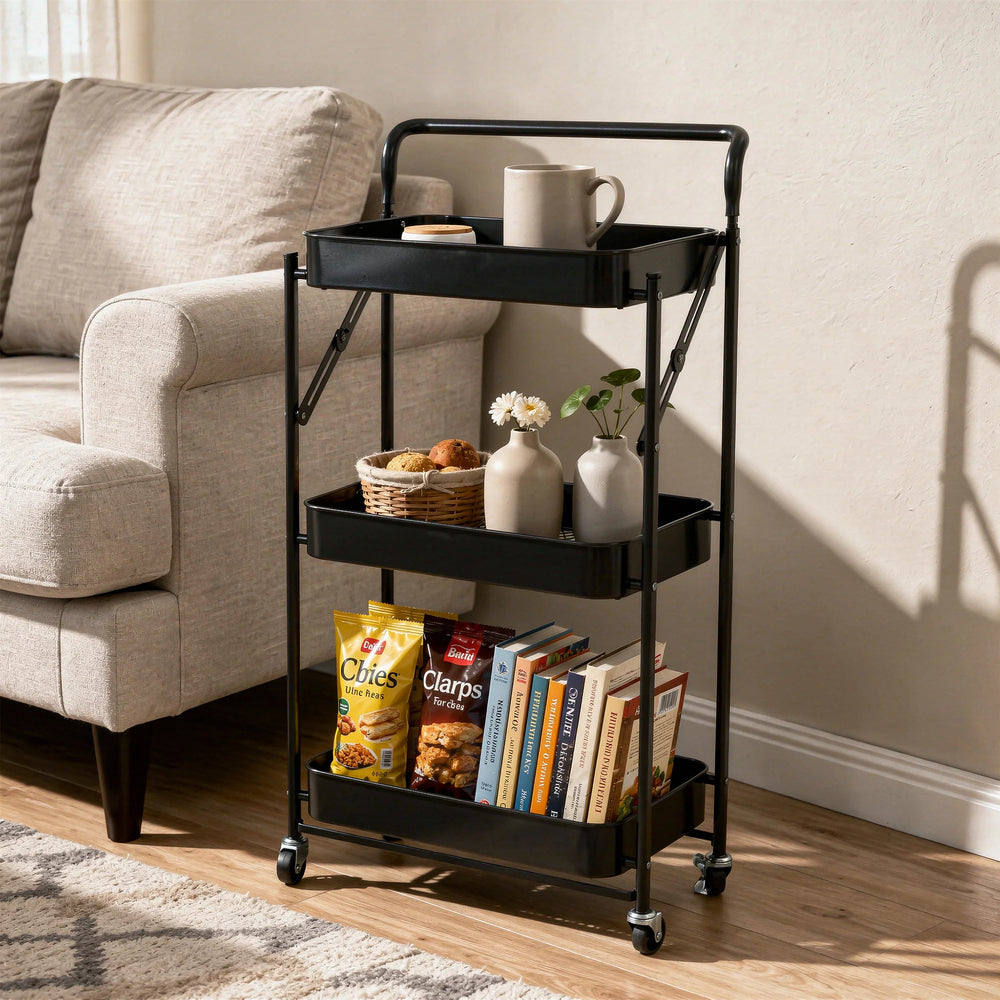 Multipurpose Foldable Storage Trolley with Handle