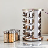  Spice Rack Organizer for Countertop and Cabinet - Revolving Seasoning Organizer with 16 jars