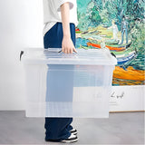 Plastic Transparent Storage Box With Handle Lid Stackable 50 LITER