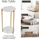 MODERN 2-TIER ROUND SOFA SIDE TABLE
