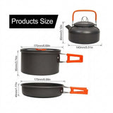 PORTABLE ALUMINIUM CAMPING COOKWARE SET
