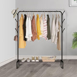 Multipurpose Single Pole Cloth Hanger With Hooks
