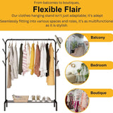 Multipurpose Single Pole Cloth Hanger With Hooks