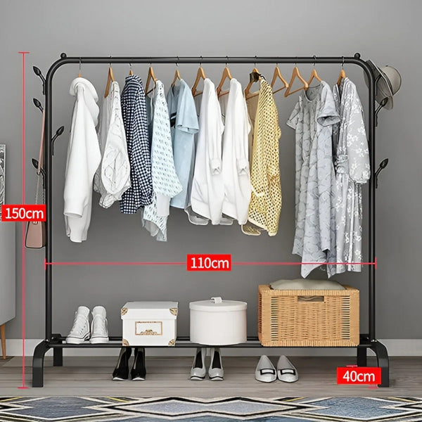 MULTIPURPOSE SINGLE POLE CLOTH HANGER WITH HOOKS