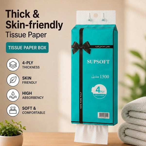 Supsoft 1500 Wipes – 4-Ply Wall-Hanging Tissue Bag