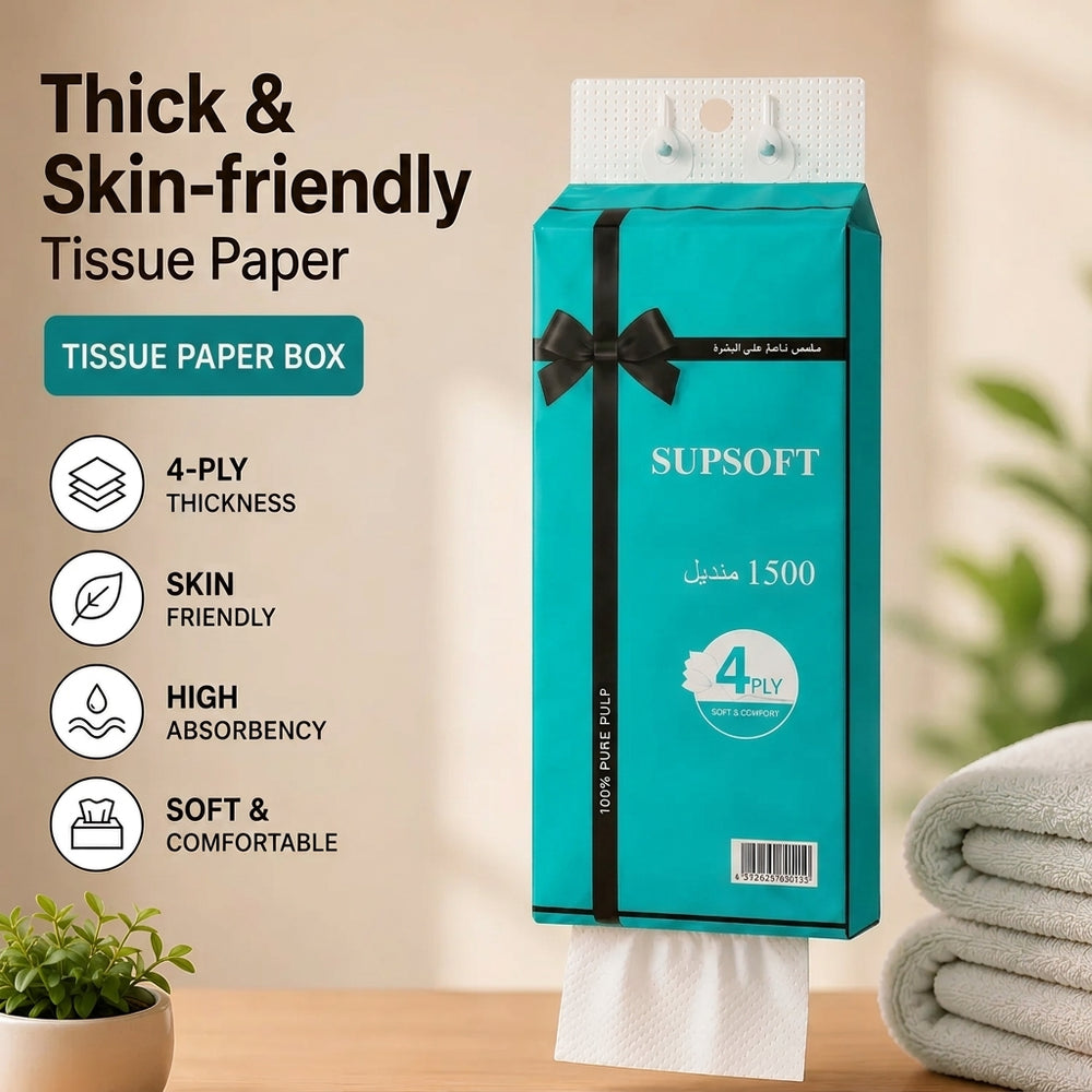 Supsoft 1500 Wipes – 4-Ply Wall-Hanging Tissue Bag