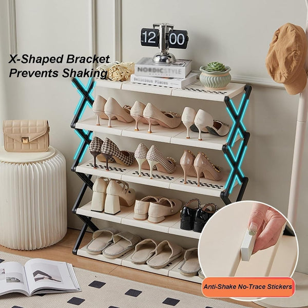 Foldable X-Shaped Multi-Layer Shoe Rack