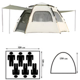 Portable Hexagonal pop up Family Camping Tent with Dual Sunshade Awnings 3.2*3.2m