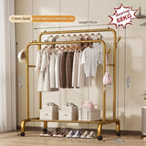 Double Rod Metal Clothes Rack with Wheels