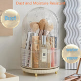 Makeup Brush Holder with Lid,360° Rotating Makeup Organizer
